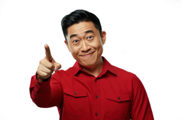 Close up of a chinese man pointing with his finger