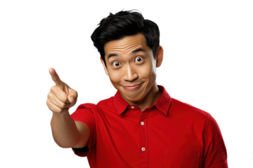 Close up of a chinese man pointing with his finger