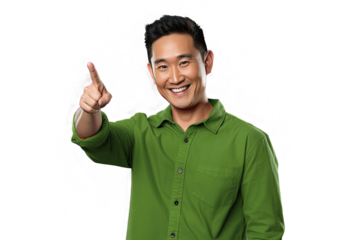 Close up of a chinese man pointing with his finger