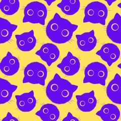 Halloween animals seamless cats pattern for wrapping paper and fabrics and linens and kids clothes print