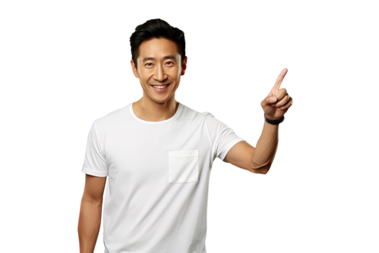 Close up of a chinese man pointing with his finger