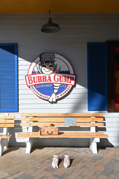 LONG BEACH, CALIFORNIA - 6 DEC 2023: Bubba Gump Shrimp Company at the Pike Outlets on Shoreline Drive.