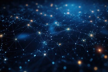 A wallpaper featuring a network of interconnected digital nodes and data streams