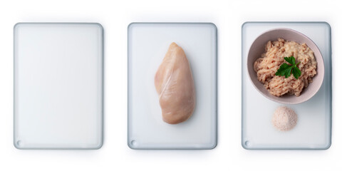 Chicken fillet and minced chicken, home cooking