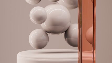 Stage showcase for beauty and cosmetics product, 3d render.