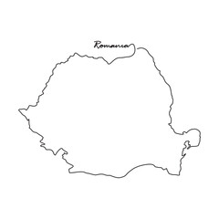 One continuous line drawing of country Map for Romania vector illustration. Country map illustration simple linear style vector concept. Country territorial area and suitable for your asset design. - obrazy, fototapety, plakaty