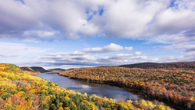 Time Lapse - The  overlook in Lake of the Clouds in Peak Fall Color  in the Porcupine Mountains Wilderness State Park Michigan