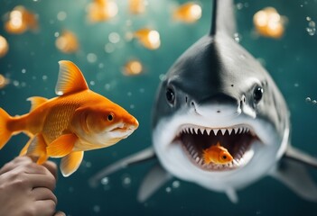 Deception Concept - Disguise Between Shark And Goldfish