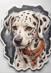 Dalmatian dog, cartoon look, sticker, magnet, tattoo