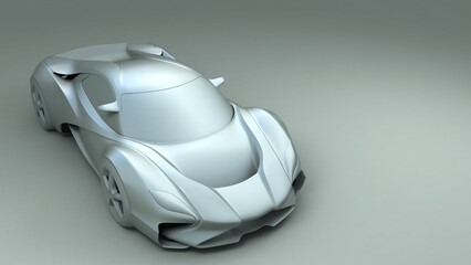 monochrome sports car 3d model, CGI car design