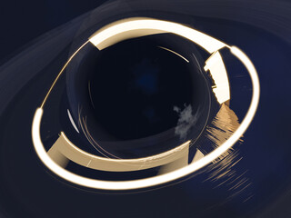 Black hole somewhere in space. Science fiction 3D rendered illustration.