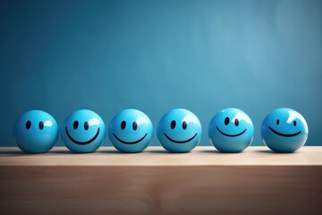 Smiling blue azure happy face Smiley Laugher, friendly happy smile satisfied client review experience, customer success, client service good positive feedback, stakeholder shareholder management 