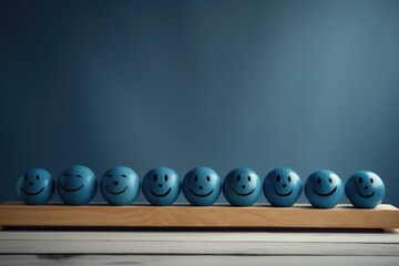 Smiling blue happy circle face Smiley Laugher, friendly happy round smile satisfied client review experience, customer success, good service positive feedback, lucky psychological therapy therapist
