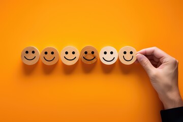 Smiling yellow golden happy face Smiley Laugher, friendly happy smile satisfied client review experience, customer success, client service good positive feedback, stakeholder shareholder management 