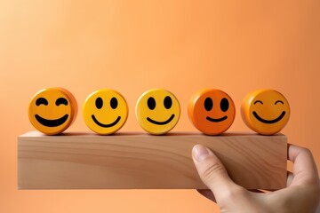 Smiling yellow golden happy face Smiley Laugher, friendly happy smile satisfied client review experience, customer success, client service good positive feedback, stakeholder shareholder management 