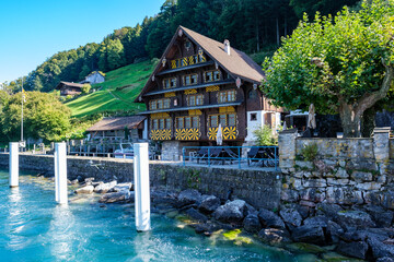 Old wooden house on the lake - Treib, Switzerland