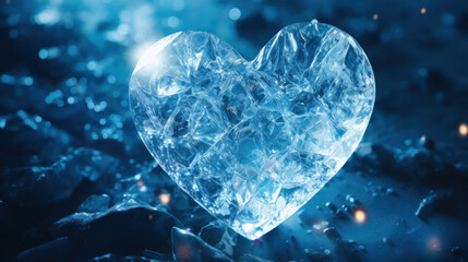 Fine cut clear glittering gemstone in shape of heart
