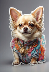 Chihuahua dog, cartoon look, sticker, magnet, tattoo