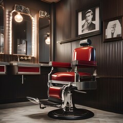 A vintage-inspired barbershop with polished chrome finishes and retro barber chairs3
