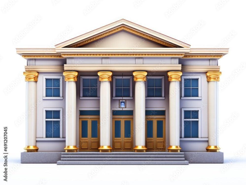 Poster a large building with columns and a door