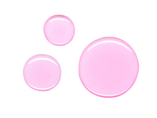 Nail glue texture isolated on white background. Pink clear cosmetic gel serum oil hyaluronic acid skincare moisturizer product with bubbles macro