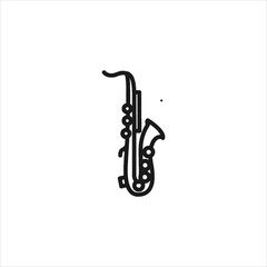 vector image of a trumpet, black and white colors, white and black background