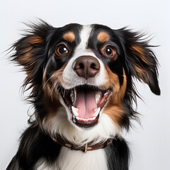 Fototapeta premium dog is grinning and his mouth is open