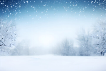 Obraz na płótnie Canvas snowfall on winter landscape covered with snow snowflakes background
