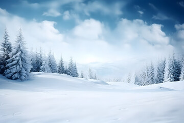 Fototapeta na wymiar snowfall on winter landscape covered with snow snowflakes background