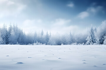 Fototapeta premium snowfall on winter landscape covered with snow snowflakes background
