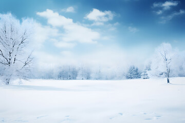 Fototapeta na wymiar snowfall on winter landscape covered with snow snowflakes background