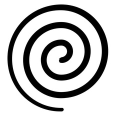 Isolated spiral . Transparent black line in circle form. Single line spiral. Helix, curl, loop symbol. Flat design.