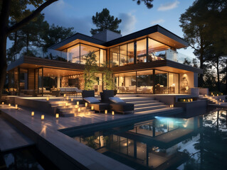 Fototapeta premium modern high-quality multi-family apartments in a modern architectural style, AI generated