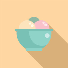 Gelato balls pot icon flat vector. Ice cream bowl. Cold dessert