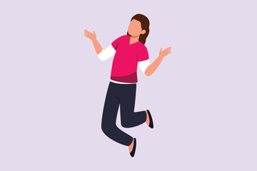 Happy jumping concept. Colored flat vector illustration isolated.