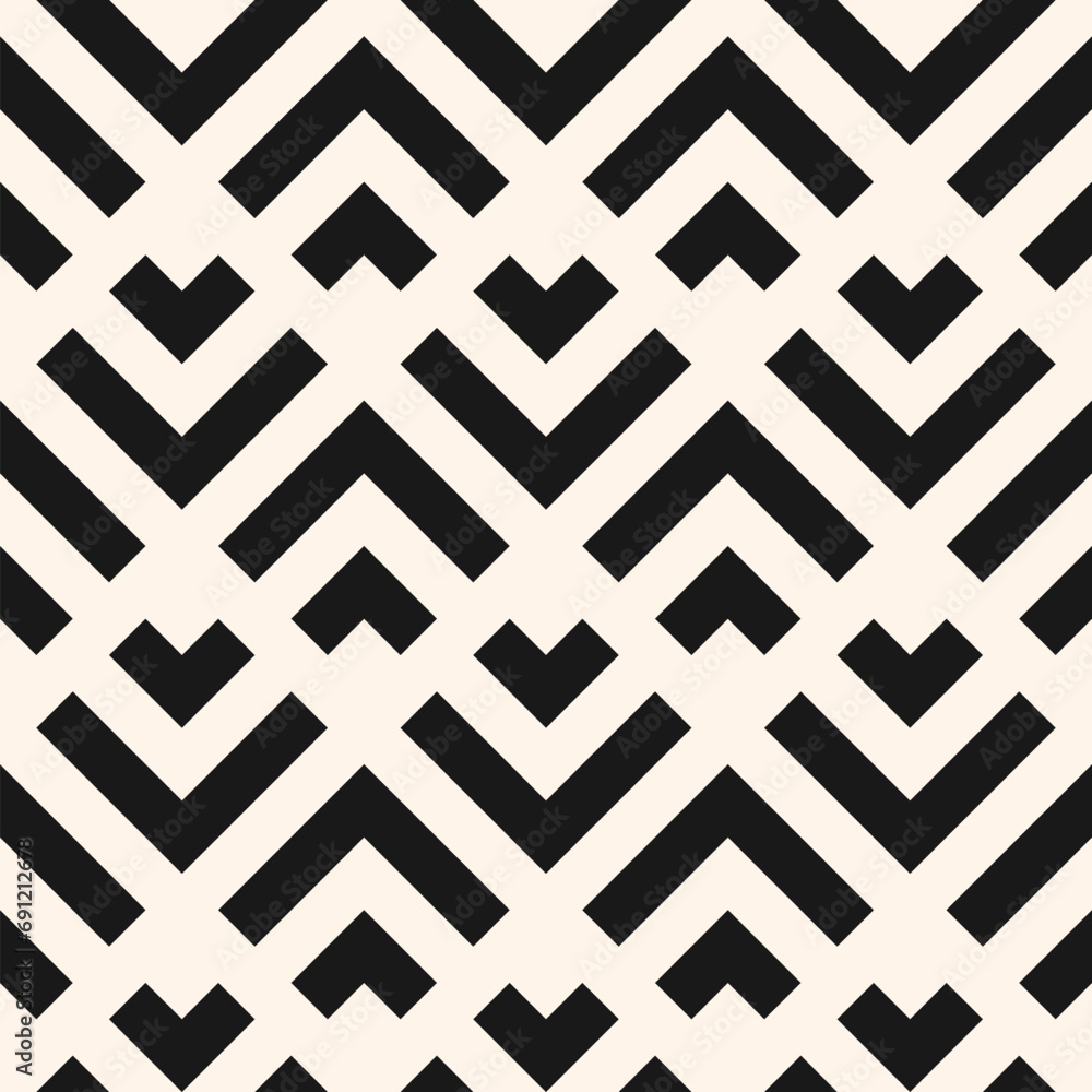 Wall mural seamless geometric pattern. modern vector abstract black and white background, simple repeat texture
