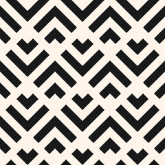 Seamless geometric pattern. Modern vector abstract black and white background, simple repeat texture. Ornament with grid line, chevron, zigzag, arrows. Geo design for wallpaper, decor, print, wrapping