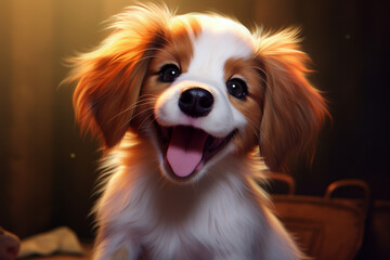 Fototapeta premium cute and cute puppy smiling and with its tongue out