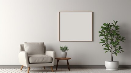 interior of a room with a chair and Blank frame