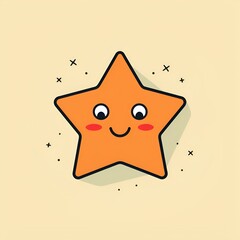 Minimalist Cartoon Star Illustration with Delicate Edges