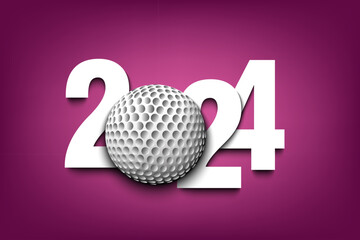 Happy New Year 2024 and golf ball