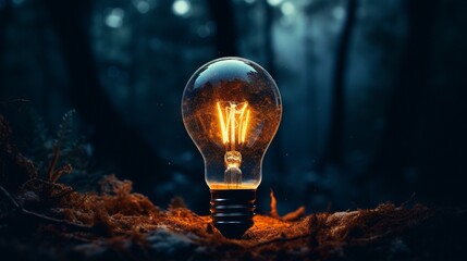 light bulb on black background