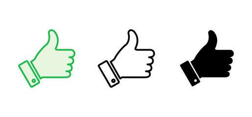 Thumbs up icon set. Hand like. Like icon vector.
