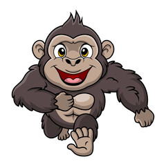 Cute gorilla cartoon on white background © frescostudio
