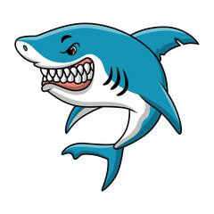 Cute shark cartoon on white background