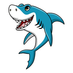 Cute shark cartoon on white background