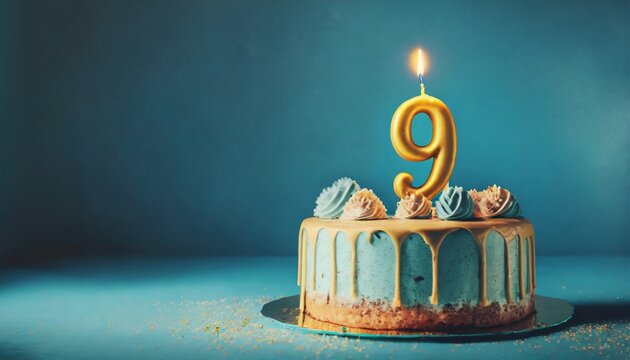 9 year Birthday cake. Nine number Birthday cake.	