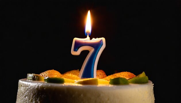 Number 7 Birthday cake With small Candle 