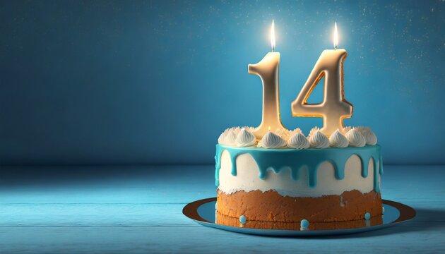 14 years birthday cake. Fourteen birthday cake.	

