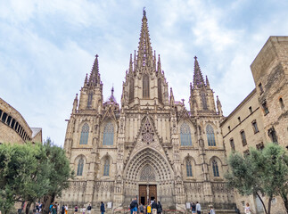 Exterior of the historic Barcelona Cathedral Spain - 691219802